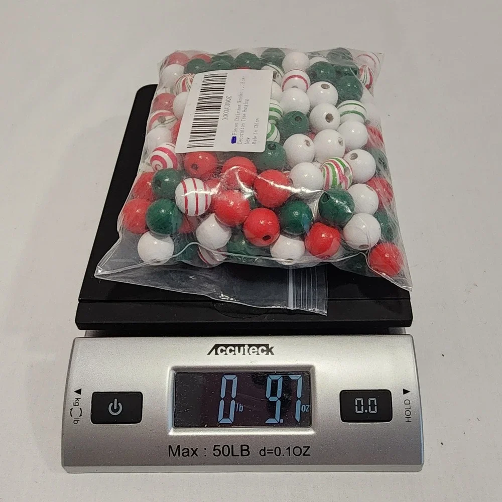 Christmas Wooden Beads Red Green White Peppermint Stripe Spiral Bulk Craft Lot